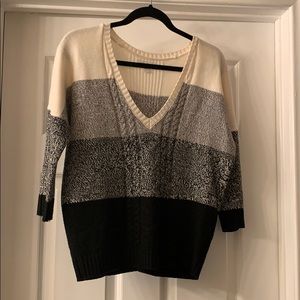 3/4 block striped sweater